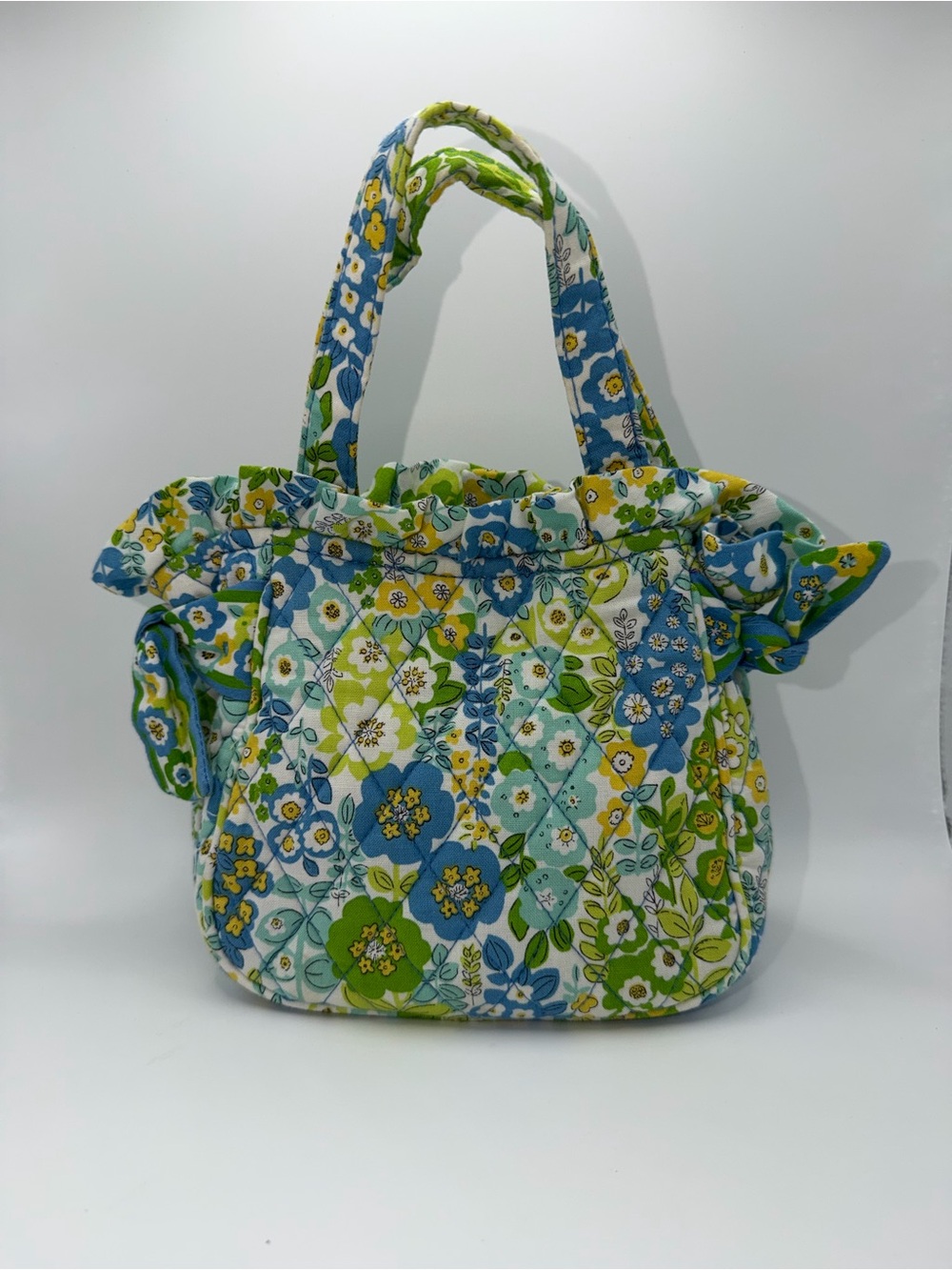 Vera Bradley Quilted Floral Ruffle Tote - Blue, Green & Yellow